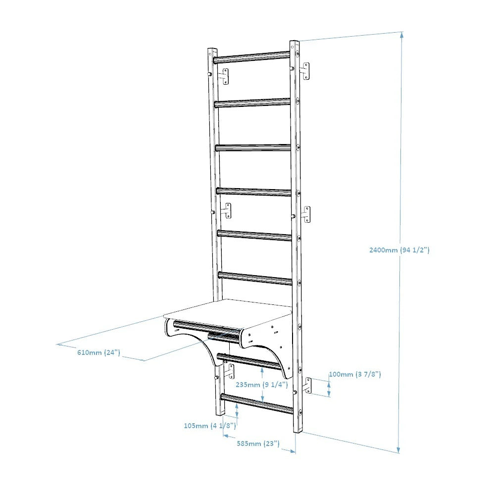 BenchK 712 Swedish Ladder with Pull-Up Bar and Bench Top